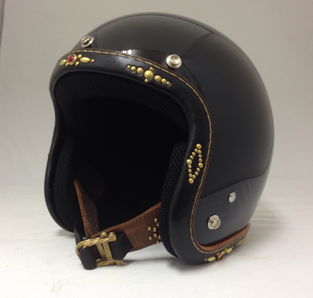 ジェットヘルメット　バイカー　JET　HELMET　本革　スタッズ　STUDS